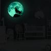 Kreativní měsíční samolepka na zeď svítící ve tmě Halloweenská dekorace Fluorescenční zářící vlk Samolepicí nástěnná nálepka