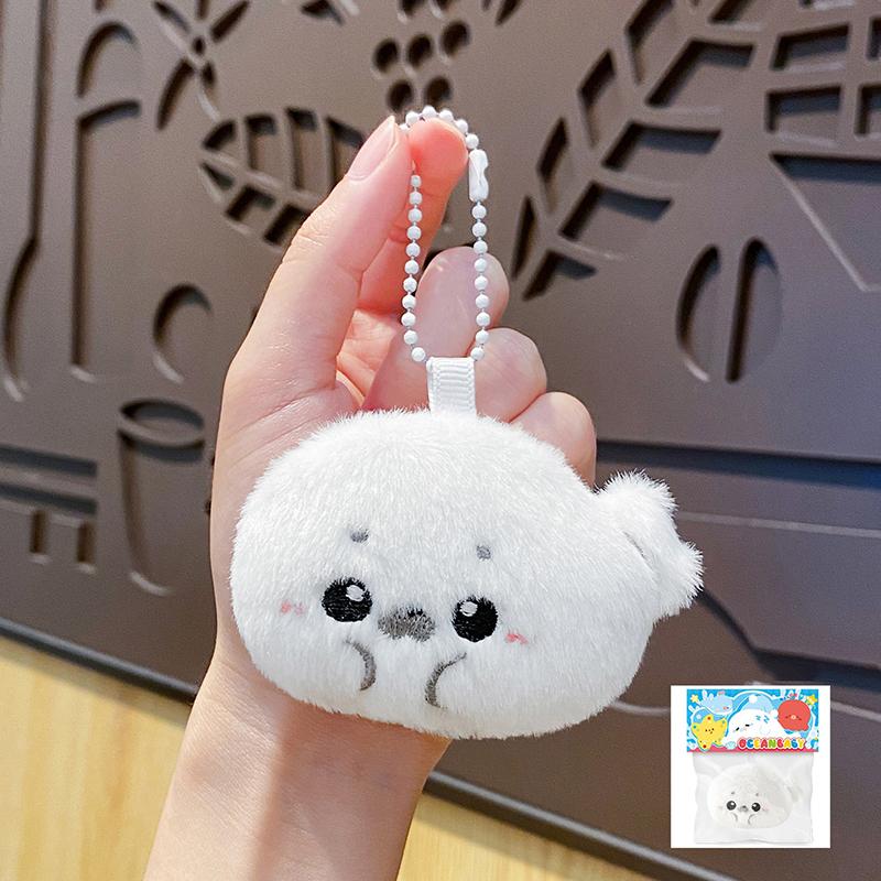 1/2 Pcs Cute Baby Seal Doll Plush Toy Pendant Cartoon Plush Keychain Ocean Toy Souvenir Seal Pendant Gift Doll Bag Pendant Gift