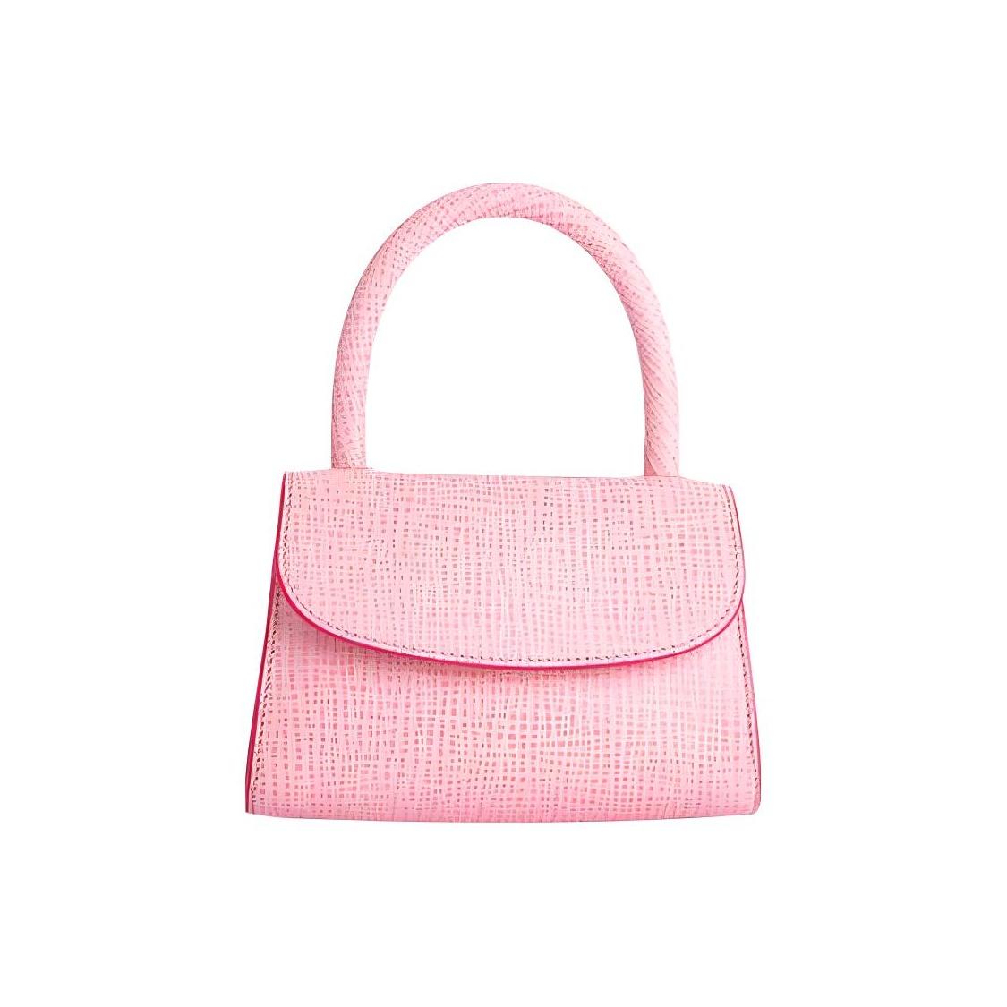 

By Far Mini Croco Vintage Embossed European Fashion Magnetic Closure Leather Handbag Shoulder Bag Small Women Handbags Pink 21FWMINAVNESMA Basic Set (Bag+Dust Bag)