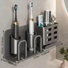 Wandgemonteerde Elektrische Tandenborstelhouder Zonder Boren Aluminium Badkamer Opbergrek Scheermes Tandpasta Houder Plank
