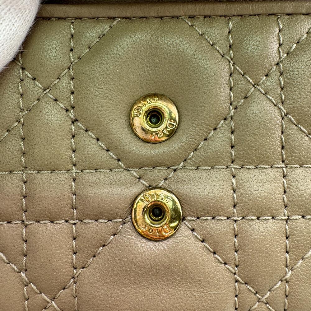 Dior Canage leather Lady Dior Bifold Wallet Brown leather Women Used
