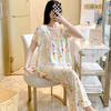 Short-sleeved Trousers Cotton and Silk Pajamas Women's Summer Thin Suit Japanese Sweet Anti-bumps Can Be Worn Outside Cotton Silk Loungewear