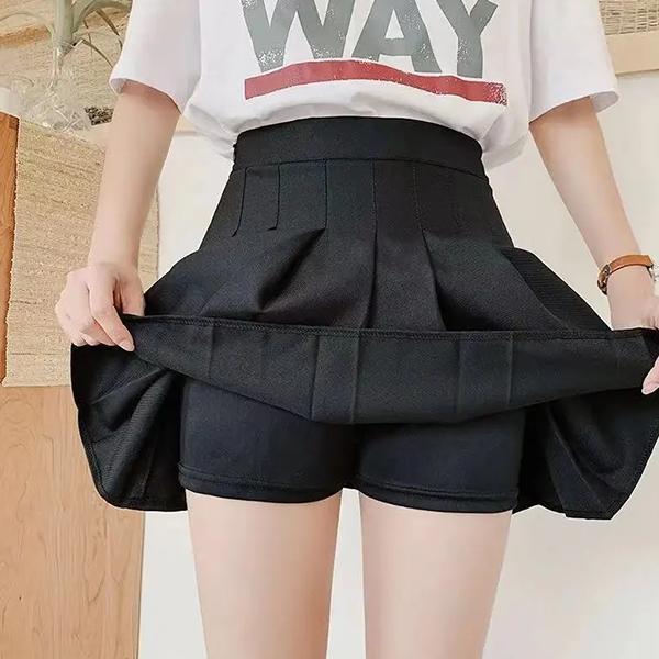 WTEMPO Girl's Streetwear School Cosplay Casual Uniform Skirts Women's Pleated Skirts Elastic High Waist Preppy Style Harajuku Y2K Skirts