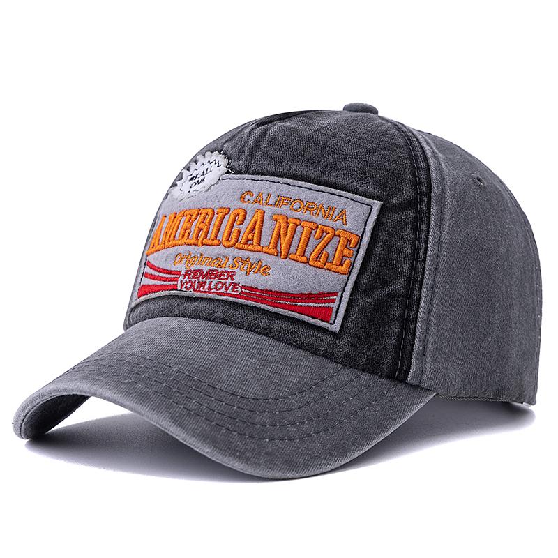 Unisex Washed Cotton Vintage Baseball Cap Americanize Letter Embroidery Dad Hat Outdoor Sports Hat For Men And Women