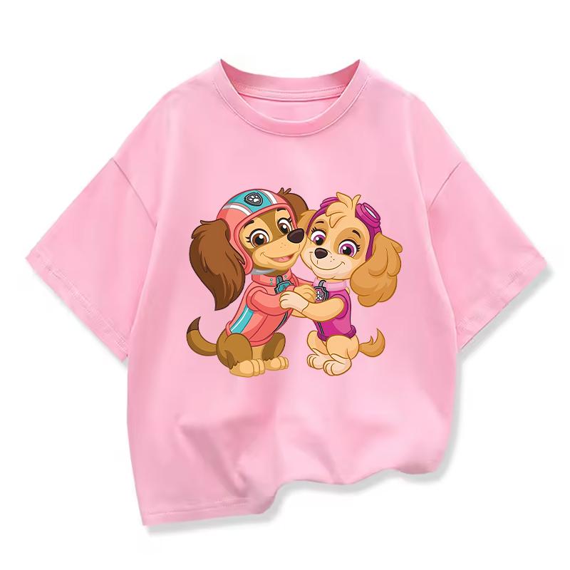 Summer Cartoon cute Skye Print T-Shirt for girls Casual Round Neck Short Sleeve Design Perfect for Toddlers Everyday Wear Holidays