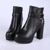 Fashion Fashion 2024 Women's High Heel Autumn Winter Chunky Heel Platform Shoes Side Zippers Ankle Boots Plus Size 33-43