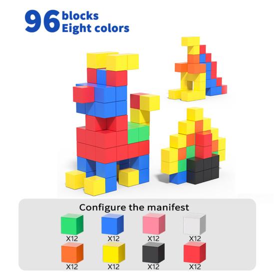 32/64/96Pcs/Set Magnetic Cube Building Block Preschool Learning Educational Colorful Building Brick Construction