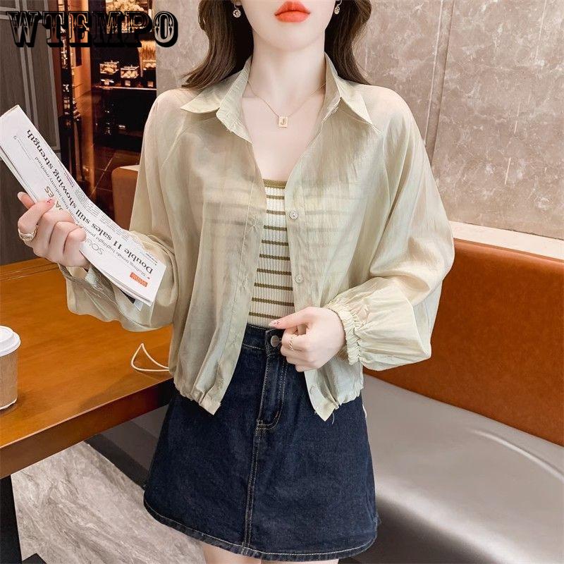 Women's Shirt Sunscreen Shirt Summer Thin Short Shirt Coat Loose Chiffon Casual Top