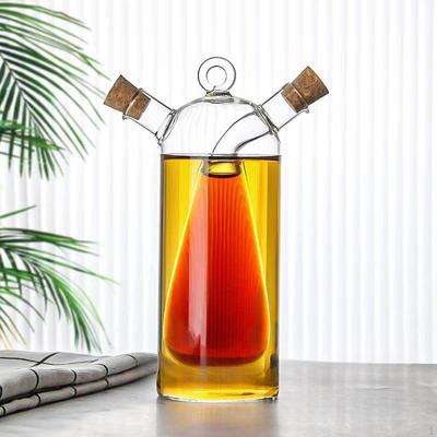 Oil and Vinegar Dispenser ,Glass Bottle, Cruet Bottle,2 In 1 for Kitchen Cooking