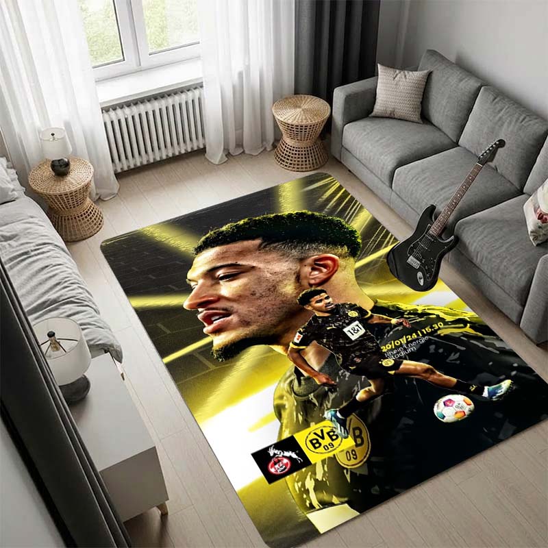 Borussia Dortmund BVB Schwarz Gelb Slogan Area Rug Non Slip Floor Carpet Living Room Game Room Football Fan Home Decor