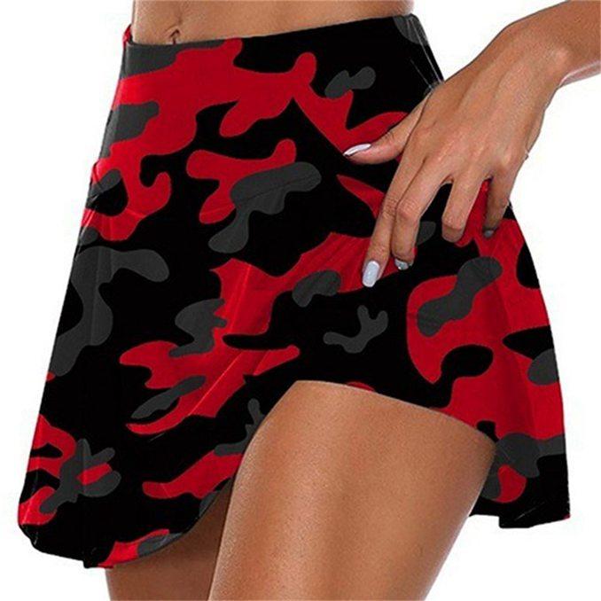 Women's Fashion Camouflage Print Sports Skirt Running Casual Fitness Base Short Skirt Yoga Safety Pants