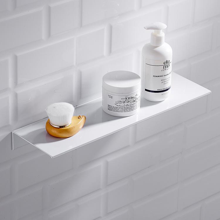 Estante de pared para baño de aluminio negro sin perforaciones