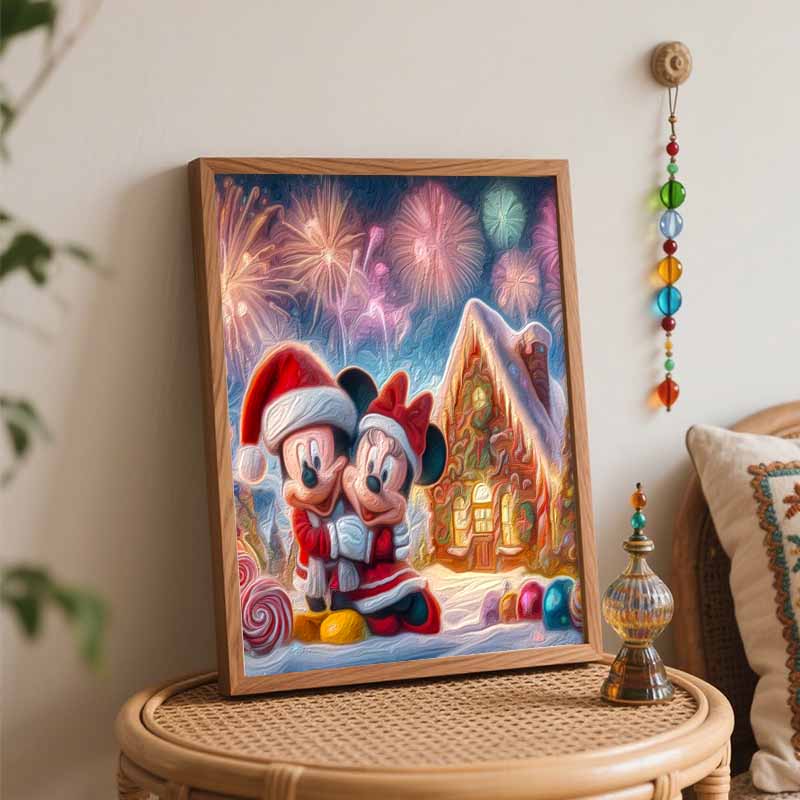 Disney Christmas Fireworks Oil Painting Kit Home Bedroom Wall Decor Handmade Gift for Holiday Party Decoration Modern Art Supplies