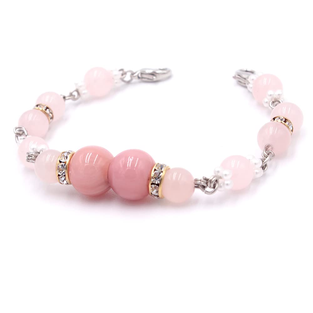 Haori String Kimono Magnet Natural Stone Suiran Kobo Rose Quartz Pink Gold Silver White Powers Nekoposu Off-white No.10-5807
