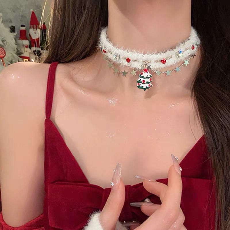 Christmas Tree Titanium Necklace: Elegant Long Sweater Chain for Women - Unique Niche Design