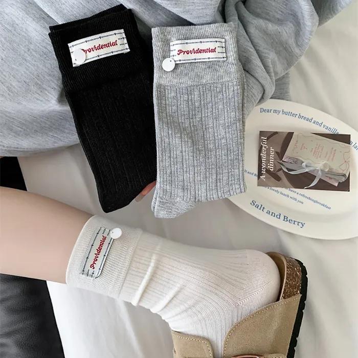 1319 Button Tab Cotton Women's Fashion Brand Button Lettering Logo Luxury Brand Fashion Socks