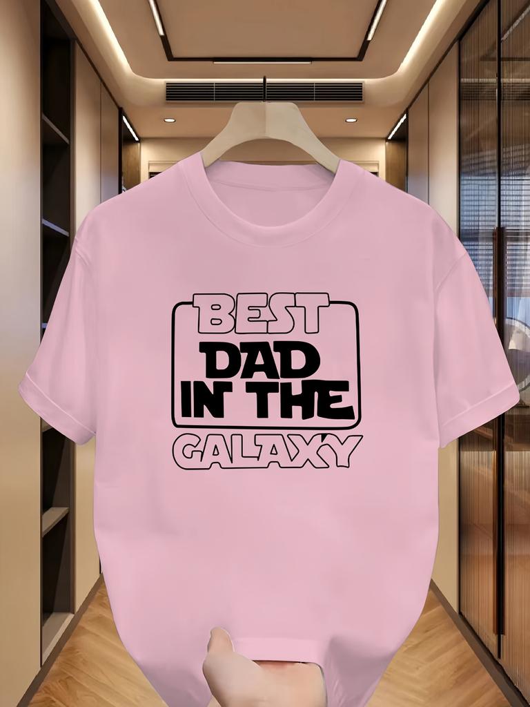 Mens Summer 100 Cotton T Shirt Printed with The Galaxys Best Dad Pattern The Best Fathers Day Gift for Boyfriends Father