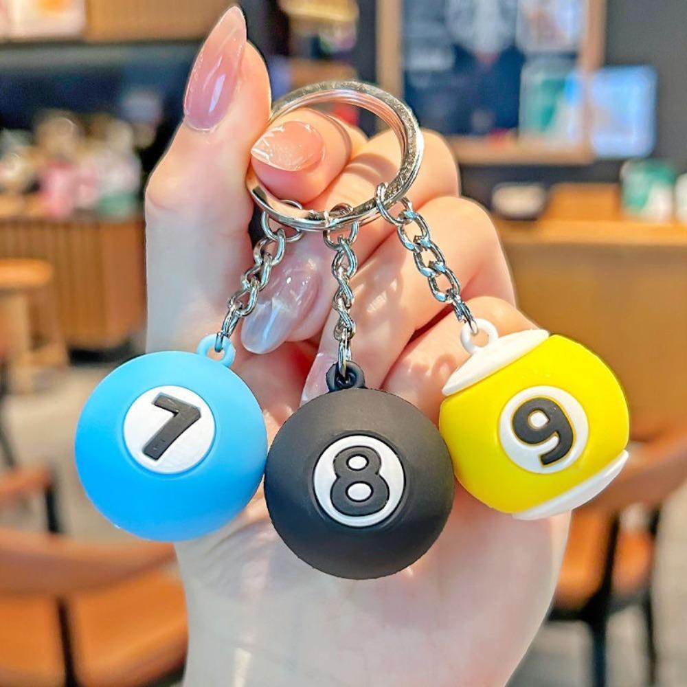 Differet Color Billiard Ball KeyChain Gifts Snooker Table No.8 Black Ball Key Rings Snooker Cue Accessories