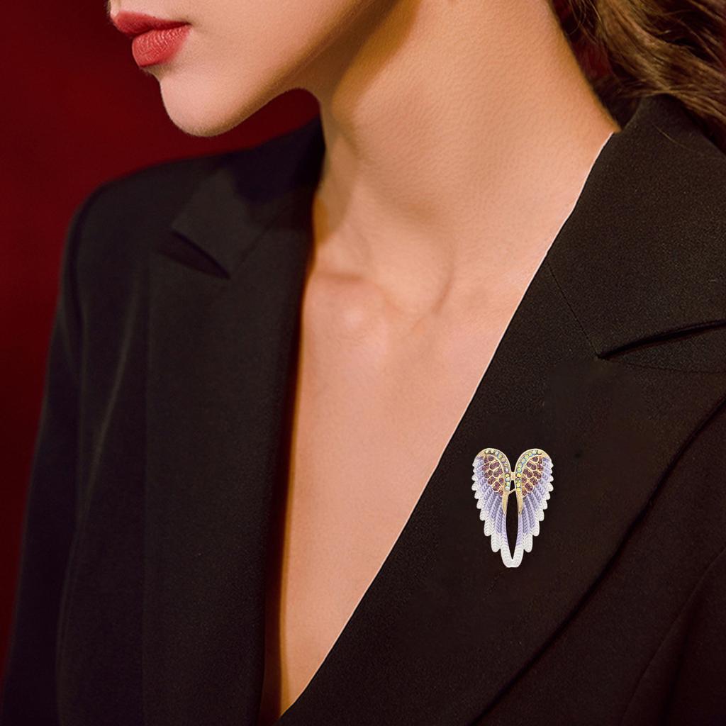 Set Of 4 Elegant Rhinestones Feather Brooch Unisex Angelic Wing Pins for Stylish Accessorizing Backpack Decorations