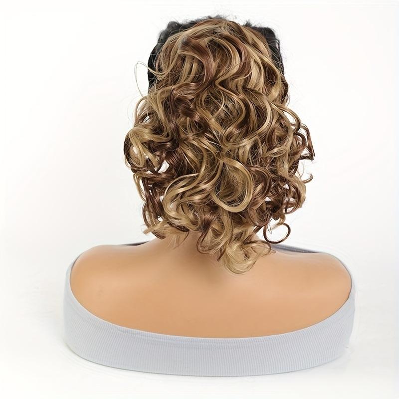 Short Curly Drawstring Ponytail Extensions Short Loose Wavy Ponytails Synthetic Hair Extensions for Women Daily Use
