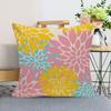 2 Pcs Throw Pillowcase Dahlia Printing Square Cushion Sham Diner Restaurant Hotel Bedroom Office Pillow Cover Machine Washable Zipper Pillowcases