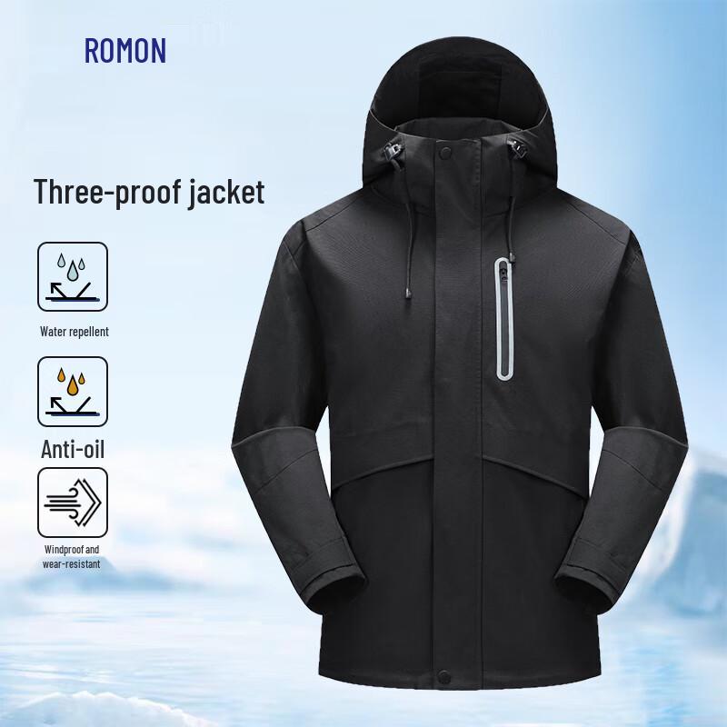 

Romon Men s Three-Proof Fabric Hooded Jacket 3XL
