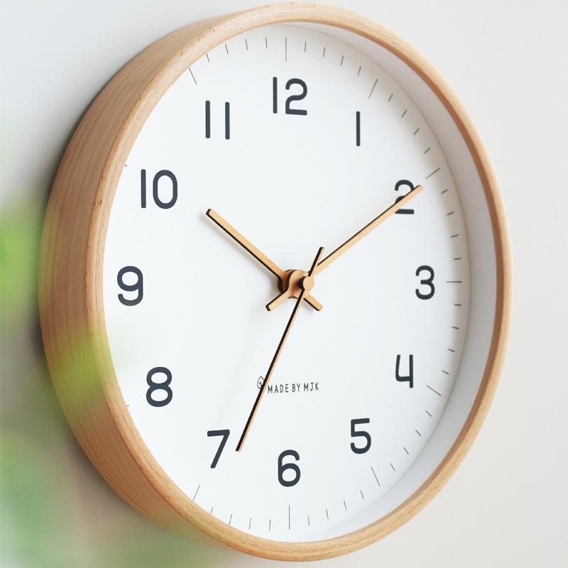 12inch Modern Japanese Style Wooden Wall Clock for Living Room Dining Room Bedroom Silent Quartz Clock 2026 Home Decor