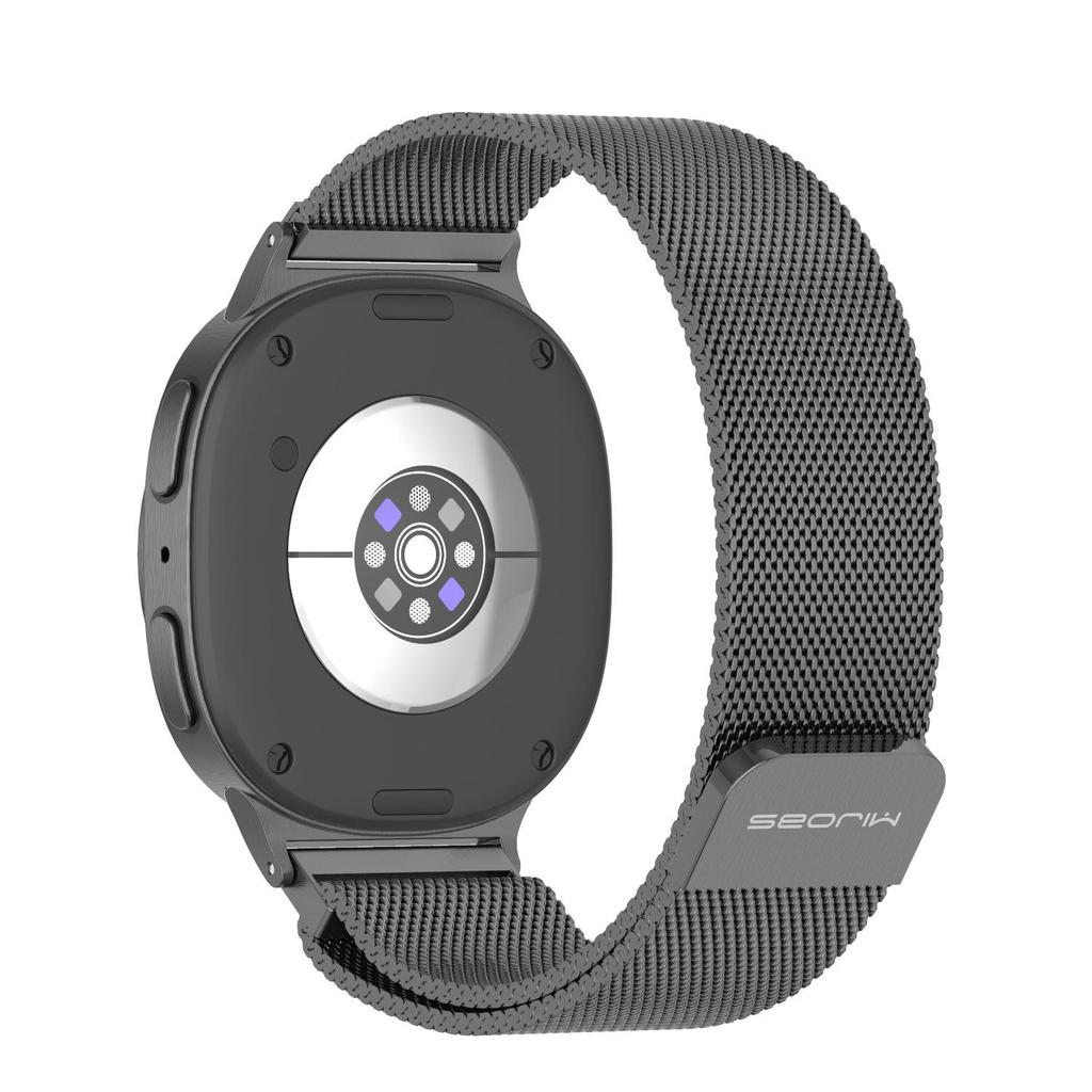 Compatible with Samsung Watch8/Ultra: Stainless Steel Milanese Magnetic Strap with Three-Bead Design and Steel End Links.