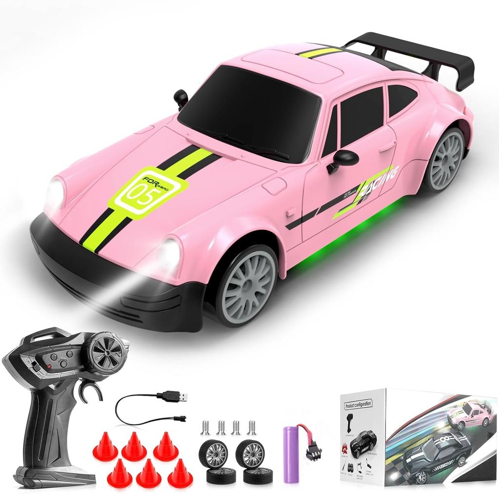 Speedy 4WD RC Drift Car 1:24, U-Shaped Drift High Speed, Rechargeable LED Toy, Boys Outdoor Racing, Colors Optional.