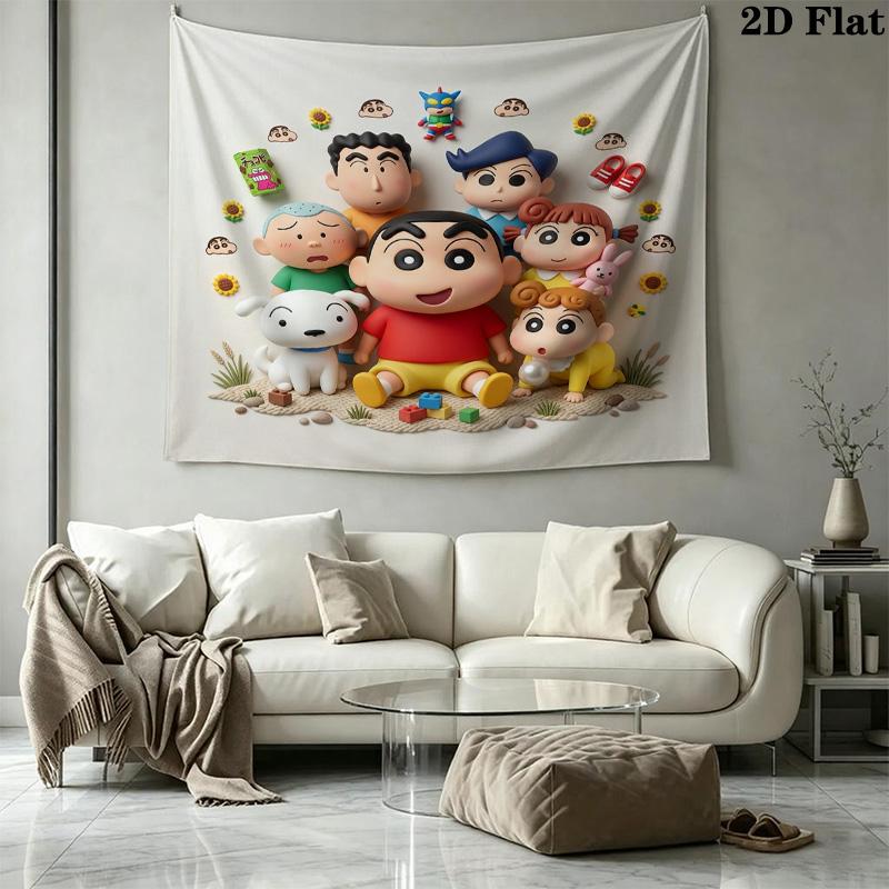 Crayon Shinchan Wall Tapestry Aesthetic Wall Hanging Printed Fabric Blanket Decorative Tapestries For Bedroom Living Room Home Decor