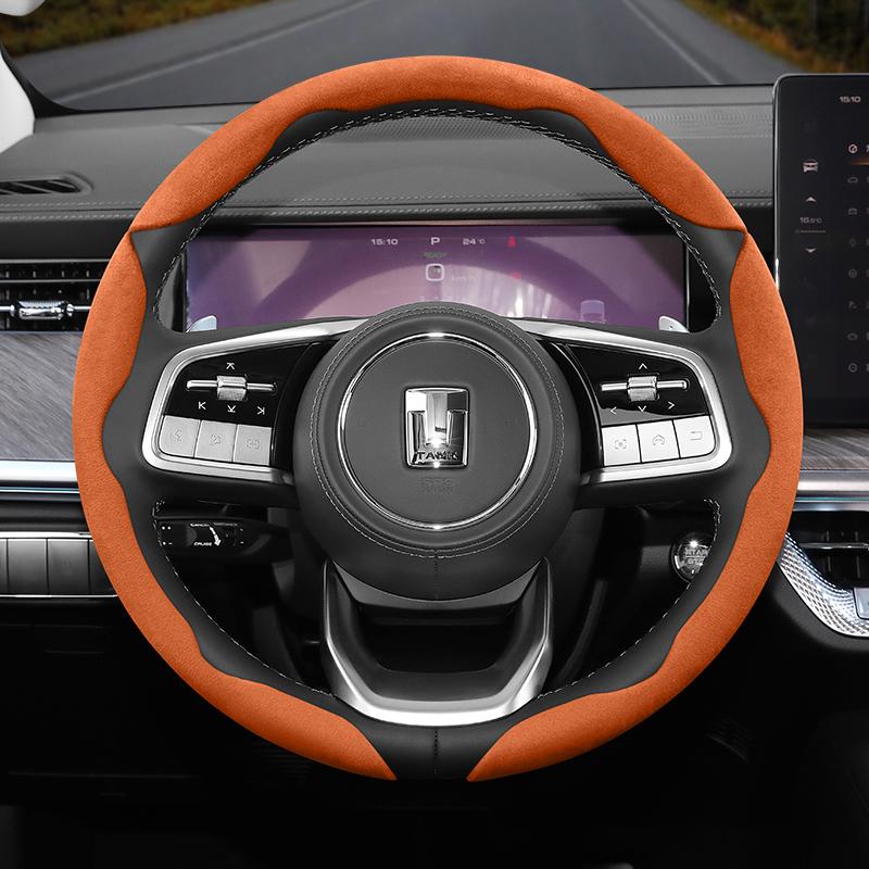 zkfan8 Suitable for Tank Anti-Slip Buckle Segmented Suede Steering Wheel Cover Suitable for 300 400 500 700 800 Hi4T Hi4Z Winter and Warm Accessories