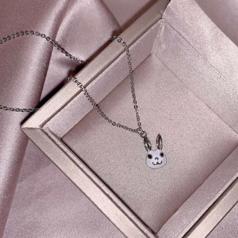 Ins Minimalist Female Collares Chain  Sterling Silver Animal Rabbit Pendant Necklace For Women 45cm Chain Choker  Gift