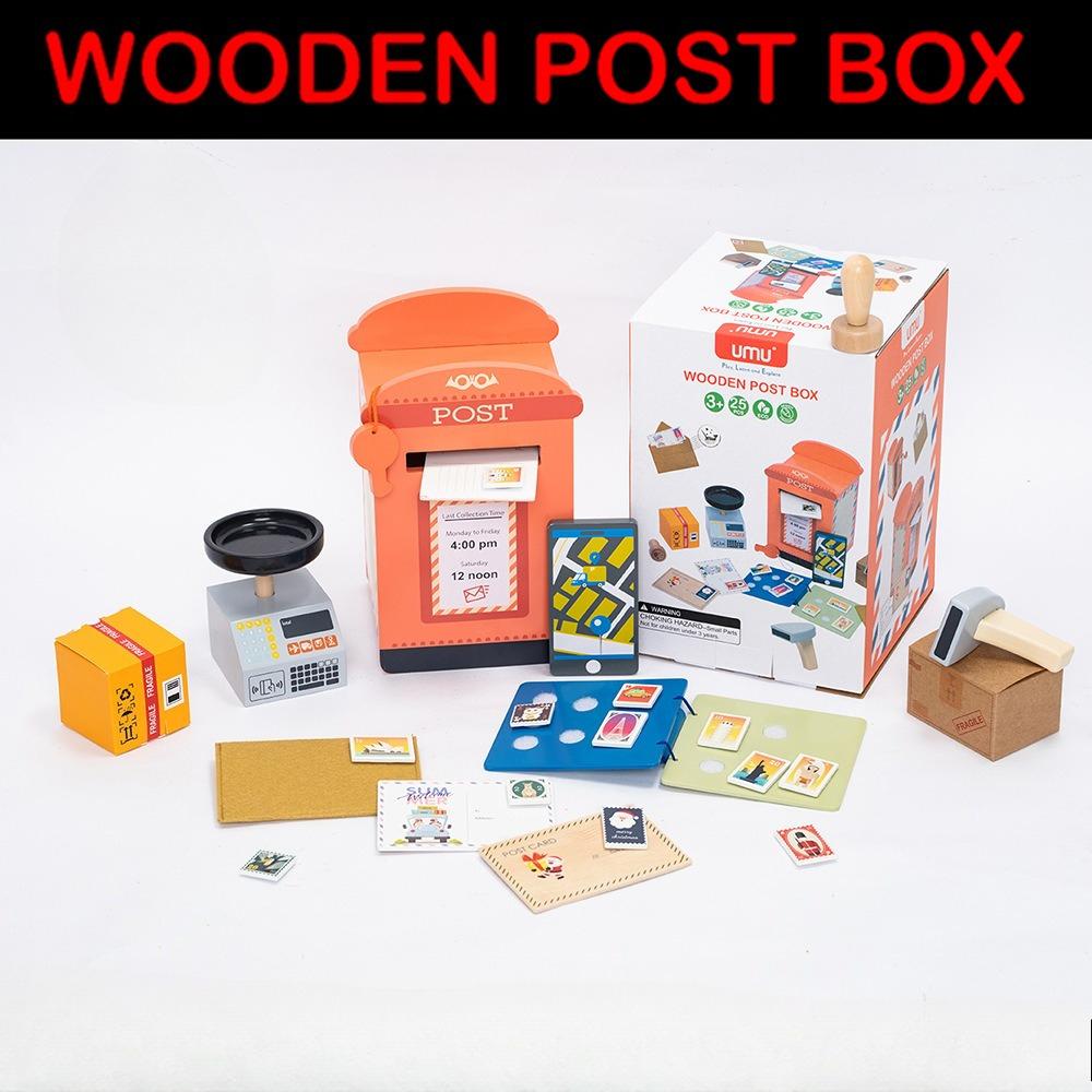 

Wooden Box Seal Post Office Series Wooden Handbook Printing Doll House Mini Simulation Express Carton Miniature Toys