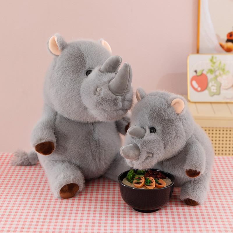 Plush Rhino Toy Animal Doll Gift For Kids Sleep Comforters For Children