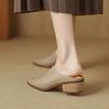 Fashion NEW Summer Women Mules Genuine Leather Shoes for Women Cover Toe Chunky Heel Slippers Pointed Toe Slingback Designer Sandals