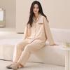 Couple pajamas pure cotton long-sleeved spring and autumn women's simple casual men's comfortable cardigan cotton loungewear set