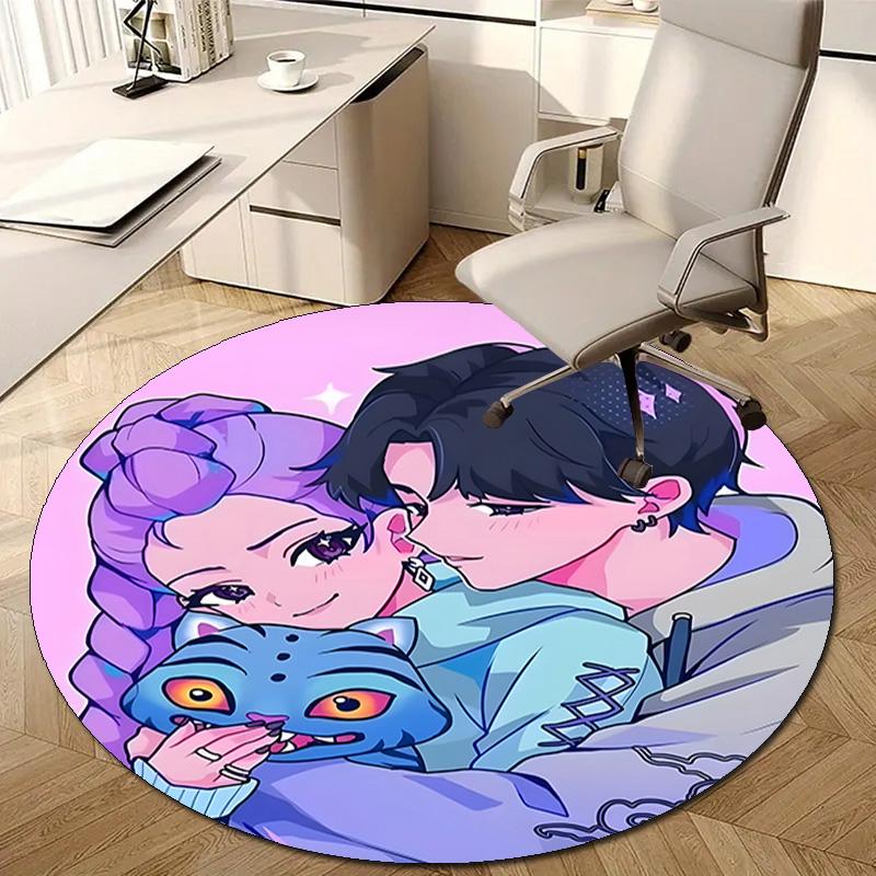 1pc KPop Demon Hunters18 Design Printed Area Round Carpet for Bedroom Living Room Home Decor Rugs Mat Non Slip Mat Rug for Bedside