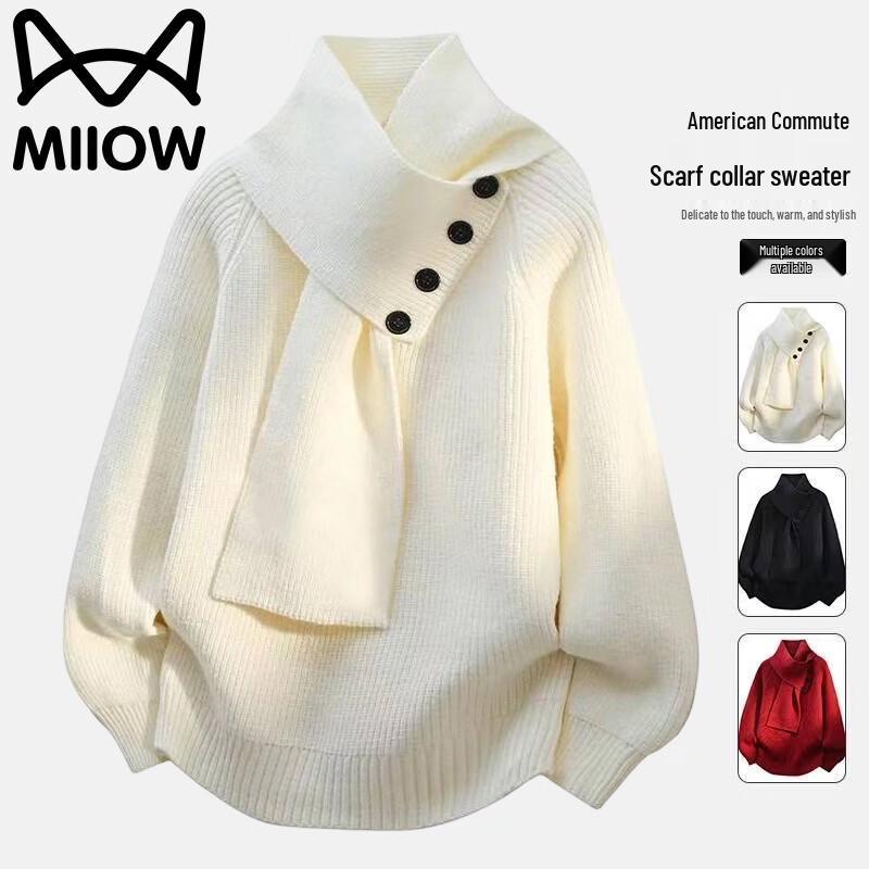 

Men s Autumn/Winter Scarf Collar Pullover Sweater 2XL