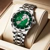 Men Business Automatic Mechanical Wrist Watch Hollow Skeleton Dial Steel Band Watch Luminous Hands Waterproof