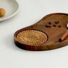 Hoge Kwaliteit Houten Koffieplateau Vlechtwerk Mat Bruin Hout Plaat Bekerhouder Beker/Eten/Dessert Ontbijtplateau Hotel