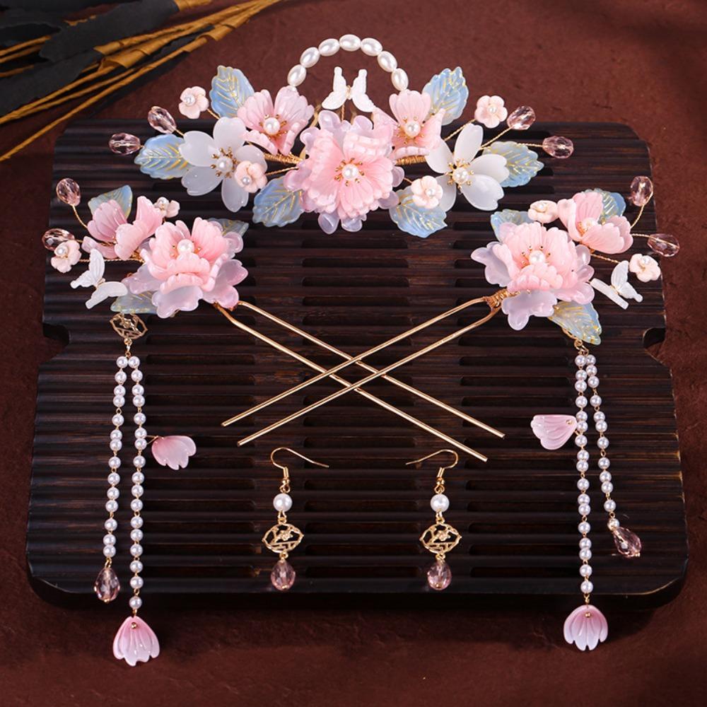 Tassel Hanfu Hair Stick Pearl Flower Hair Comb Chinese Style Hairpin Set  Hairstyle Design Tool