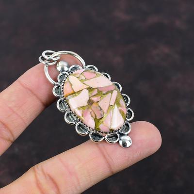 Copper Pink Opal Pendant 925 Sterling Silver Pendant Beautiful Gemstone Jewelry Handmade Pendant Gift For Wife Silver Jewelry Dainty Pendant