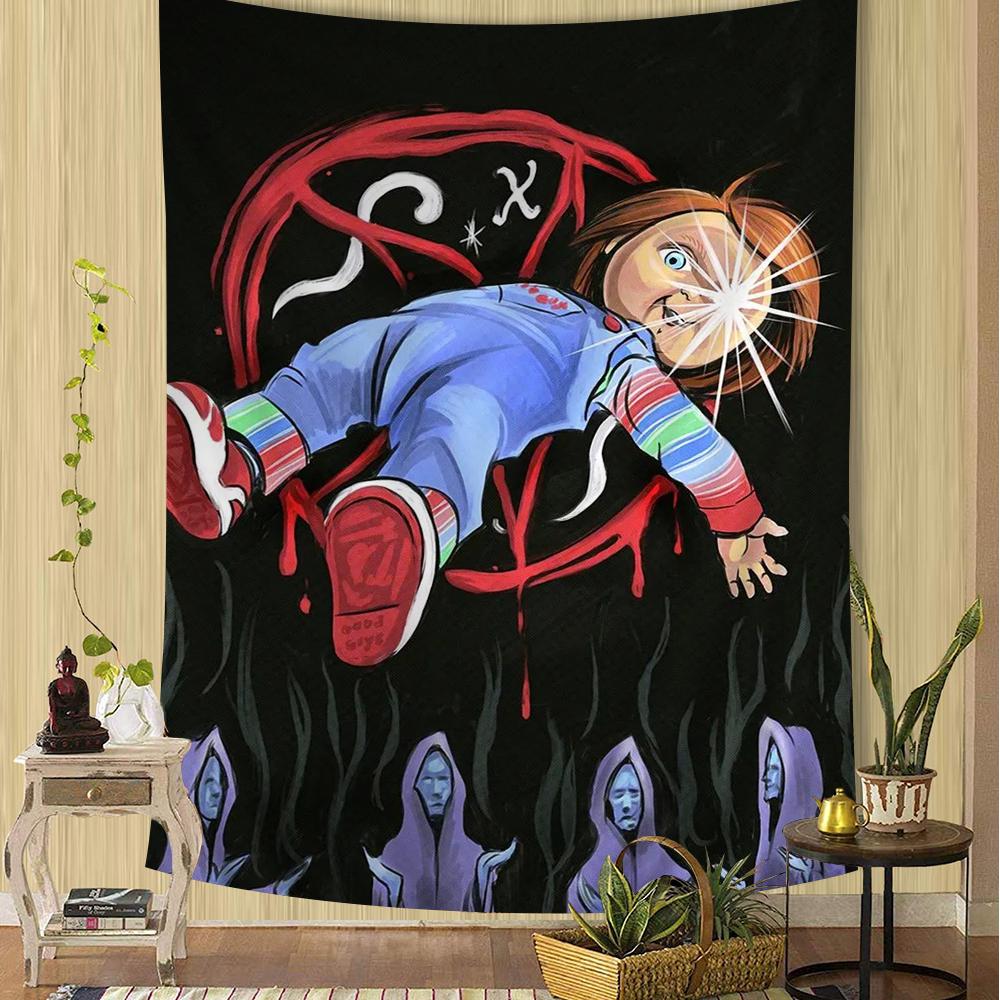 Chucky Horror Movie Anime Tapestry Hanging Tarot Hippie Wall Rugs Dorm Home Decor