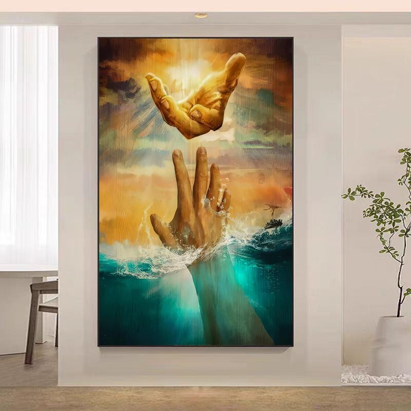 Tela Cristo Gesù Postres Ritratto Cristiano di Gesù Stampa Artistica da Parete Poster Camminerò con Cristo Versetto Biblico Poster Regalo