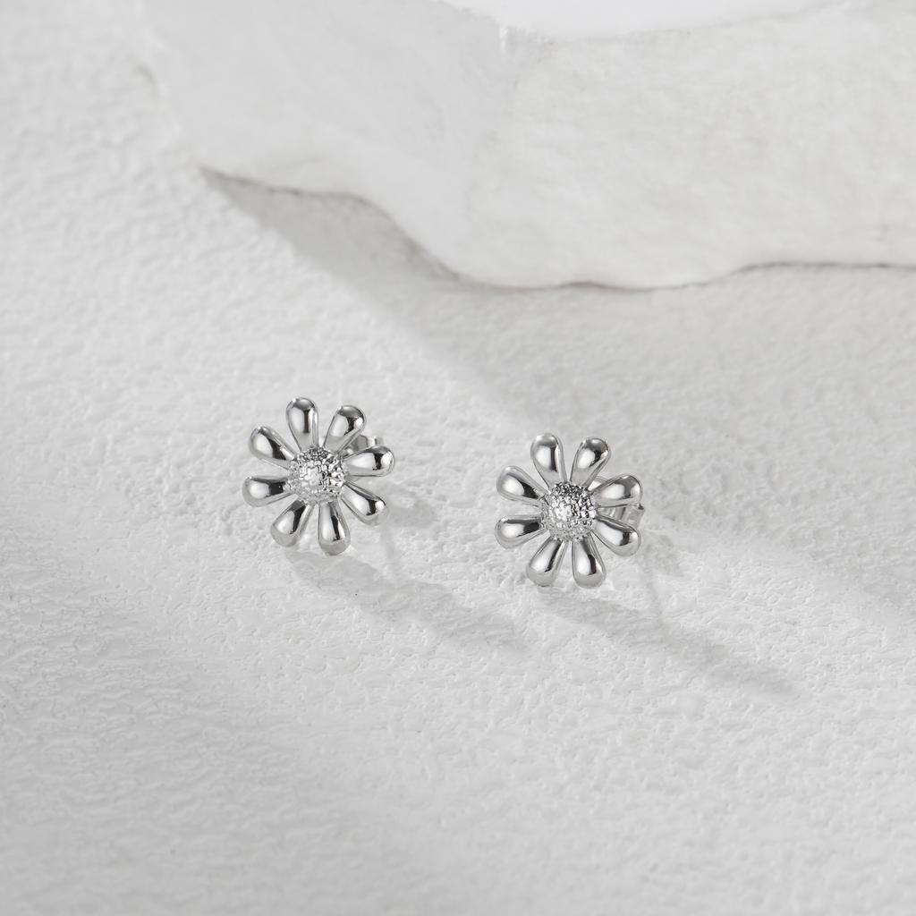 Teamer Small Flower Gold Color Stud Earrings For Women Girls Stainless Steel Fashion Earrings Daily Lucky Jewelry Gift 2026 New