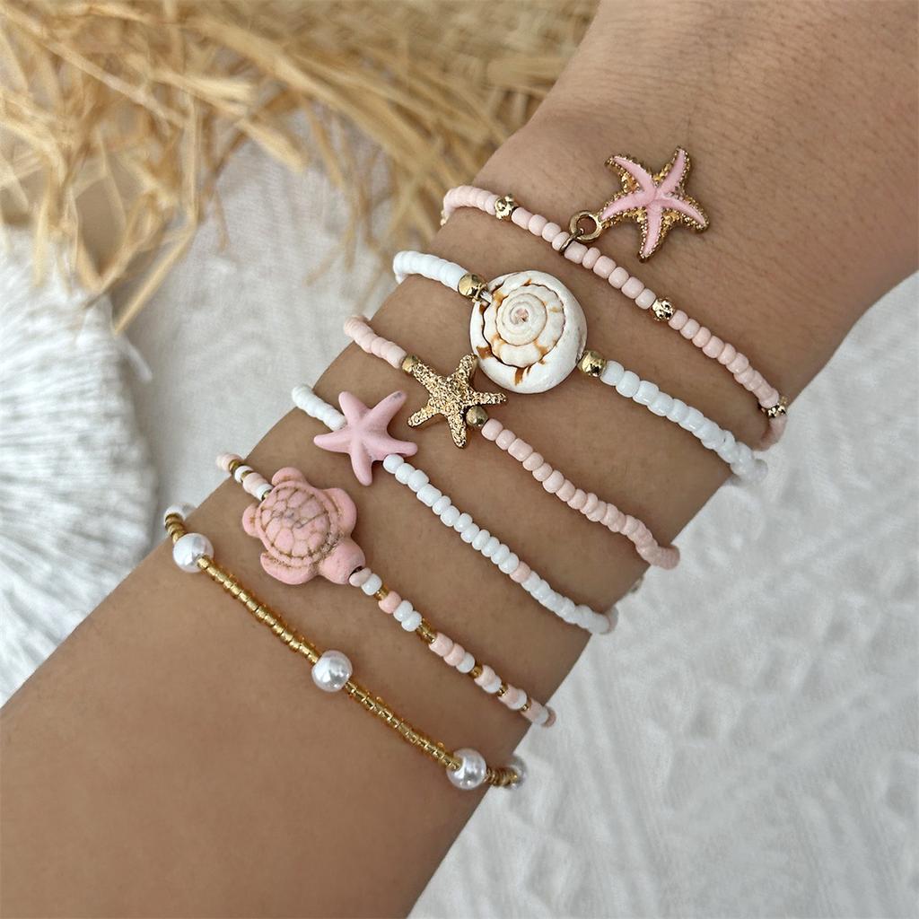 Bohemian Zeester Schildpad Schelp Kralen Armband Set voor Vrouwen Handgemaakt Meerlaags Gestapelde Armbanden Zomer Strandfeest Sieraden