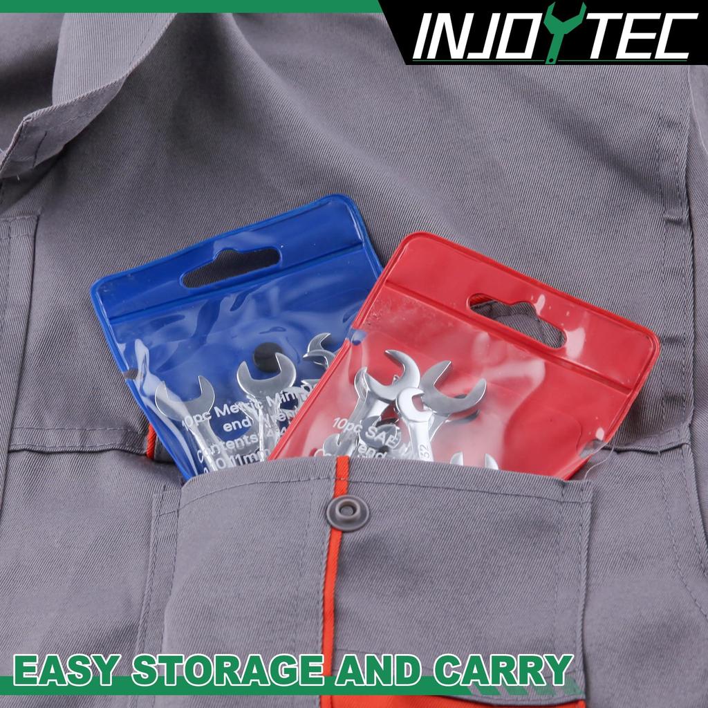 INJOYTEC Thin Wrench Extra Short Wrench Mini Wrench Wrench Wrench with Storage Hex Tightening and Narrow Gap Work Tools Set, Small, 20-Piece Set,