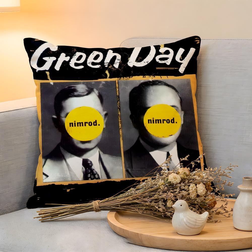 Cushion Cover Linen SkinFriendly Soft Decorative Case for Sofa Home Decor GGreen DDay Band Album Pillow cover