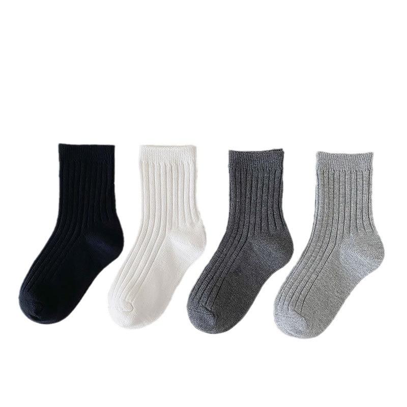 5/4 Pairs Color Solid Children Boys Socks Selected Fabric High Resilience Cotton Casual Crew Sports Half Socks For Kids Boys