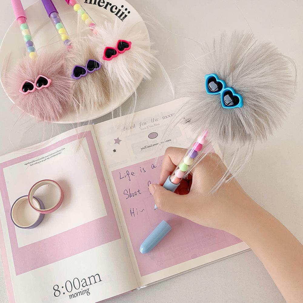 Funny Kawaii Design Ballpoint Pen for Kids Boy Girl Cartoon Plush Creative Design Writing Pen 0.5mm Blue Ink Scrapbook Pens